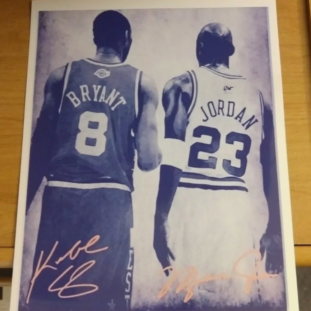 BRAND NEW!💯 KOBE & MICHAEL JORDAN SIGNATURE 8.5x11 ULTRA PREMIUM GLOSSY POSTER